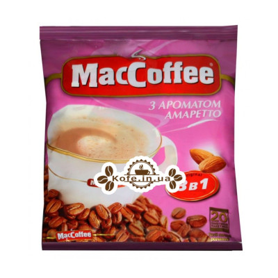Кава MacCoffee 3в1 Amaretto Амаретто розчинна 20 х 18 г економ.пак. (8887290109888)