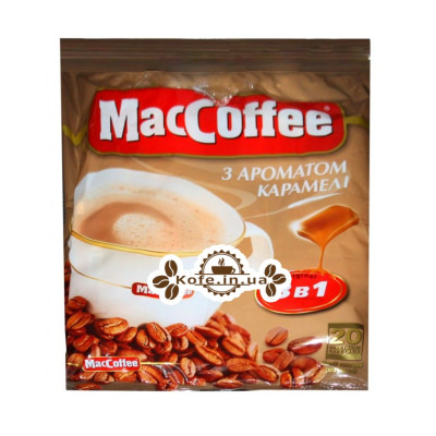 Кава MacCoffee 3в1 Caramel Карамель розчинна 20 х 18 г економ.пак. (8887290109895)
