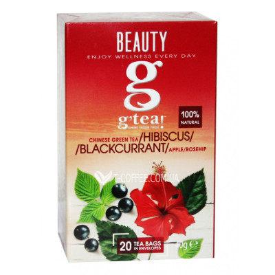 Чай GRACE! Green Tea Hibiscus Blackcurrant Зеленый чай Гибискус Черная смородина - Wellness 20 х 2 г (5060207695855)