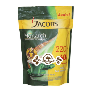 Кофе Jacobs Monarch растворимый 220 г + 60 г эконом. пак.