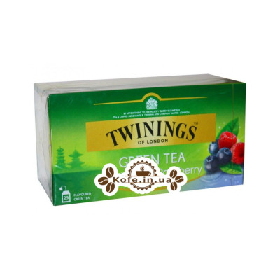 Чай TWININGS Green Tea Blueberry Raspberry Зелений Чорниця Малина 25 х 1,6 г (070177173371)
