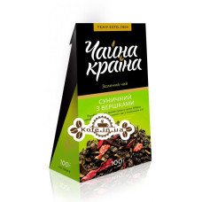 Земляничный с Ароматом Сливок зеленый ароматизированный чай Чайна Країна 100 г к/п