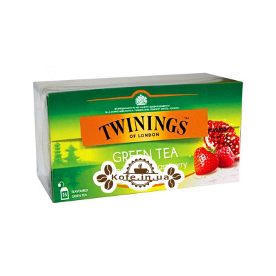 Чай TWININGS Green Tea Pomegranate Raspberry Strawberry Зеленый Гранат Малина Клубника 25 х 2 г